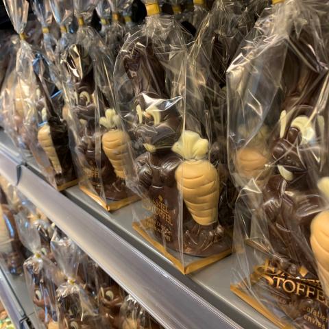 Lapins en chocolat de la chocolaterie Stoffel de Haguenau