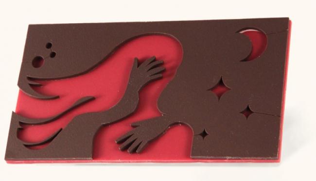 Etreinte astrale, création chocolat noir et framboise - Daniel Stoffel